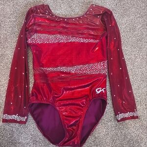 GK competition Leotard CL beautiful red crystals child large